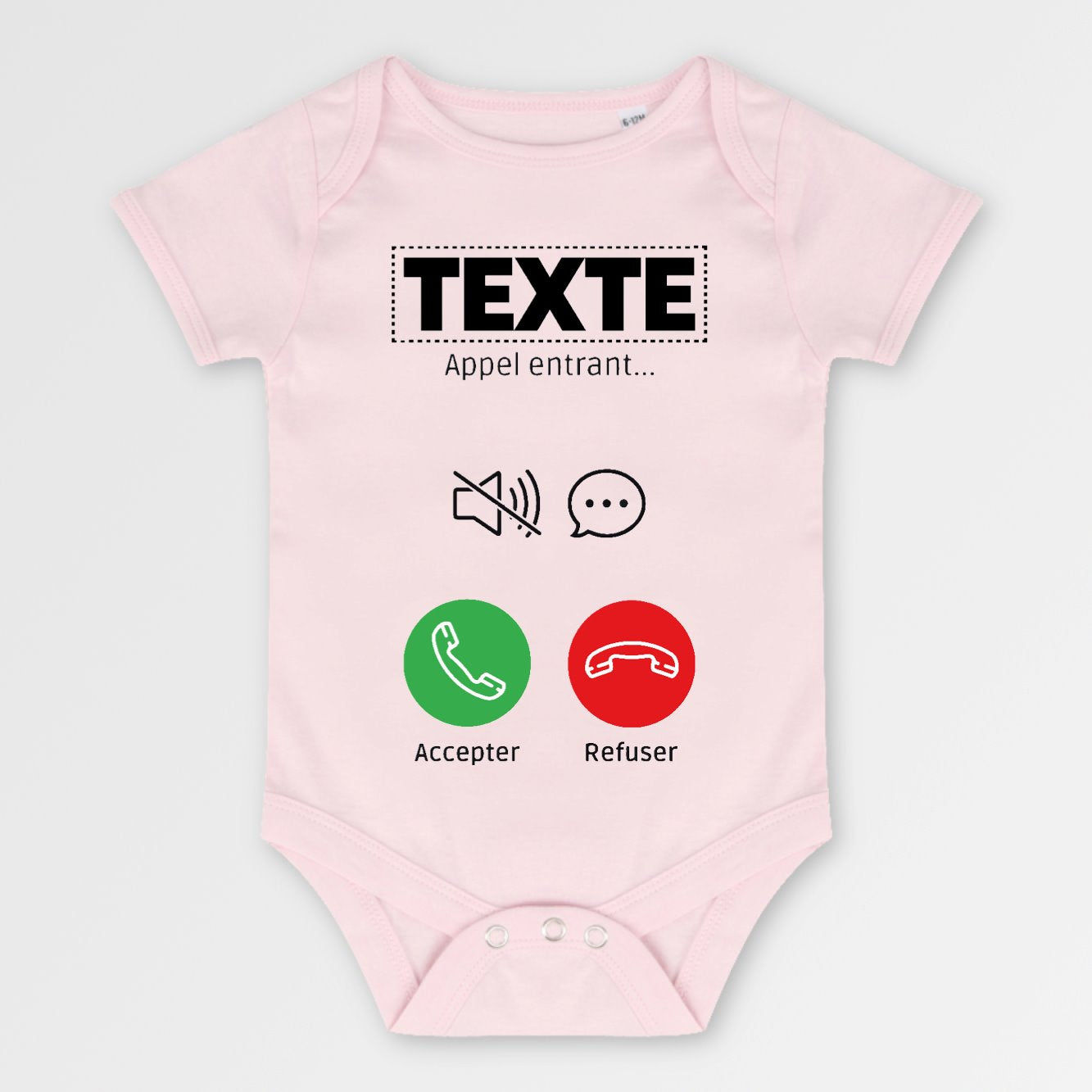 Body Bébé Personnalisé Appel de "votre texte" Rose