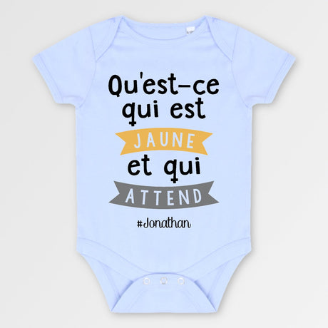 Body Bébé Qu'est-ce qui est jaune Jonathan Bleu