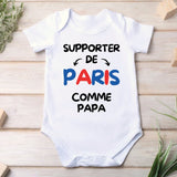 Body Bébé Supporter de Paris comme papa Blanc