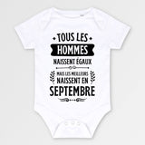 Body Bébé Tous les hommes naissent égaux les meilleurs en septembre Blanc