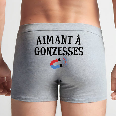 Boxer Homme Aimant à gonzesses Gris