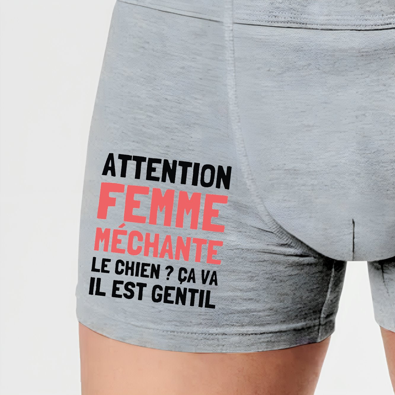 Boxer Homme Attention femme méchante Gris