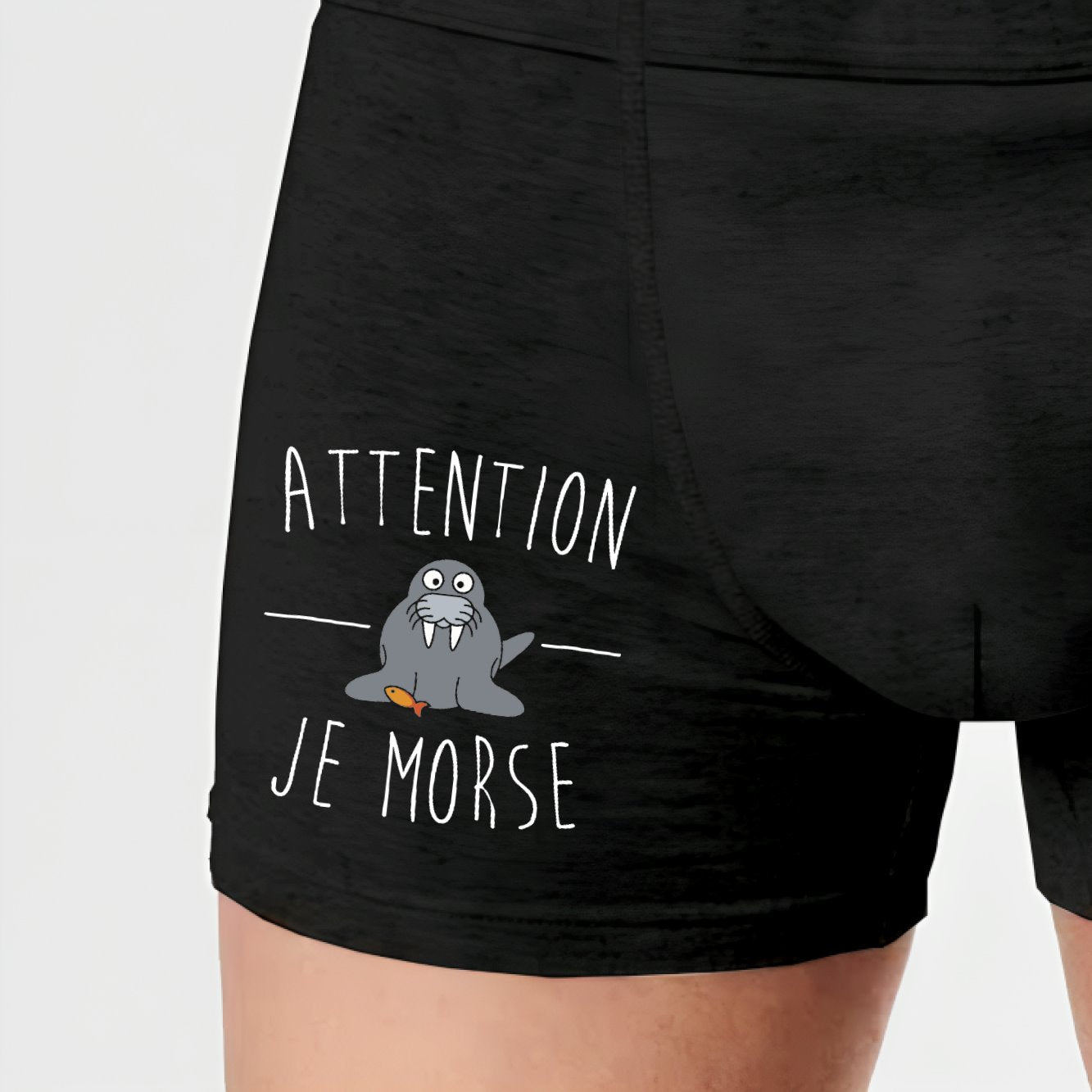 Boxer Homme Attention je mords Noir