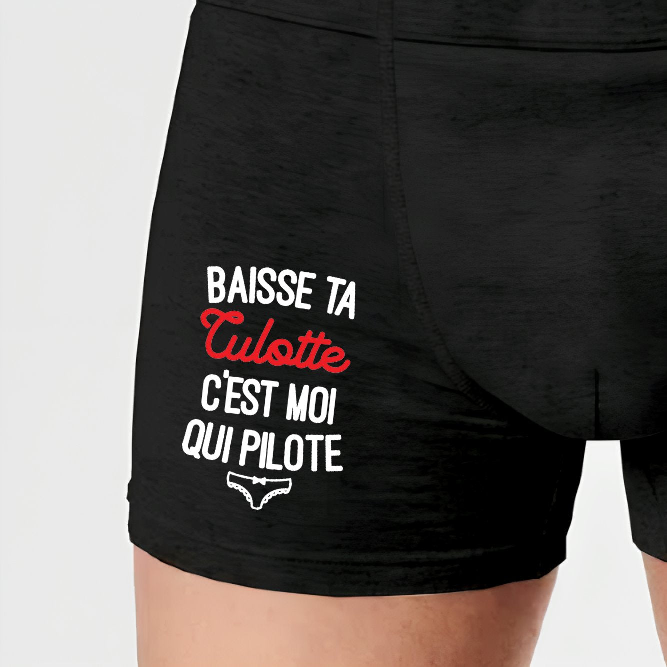 Boxer Homme Baisse ta culotte c'est moi qui pilote Noir