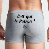 Boxer Homme C'est qui le patron Gris