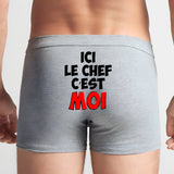 Boxer Homme Ici le chef c'est moi Gris