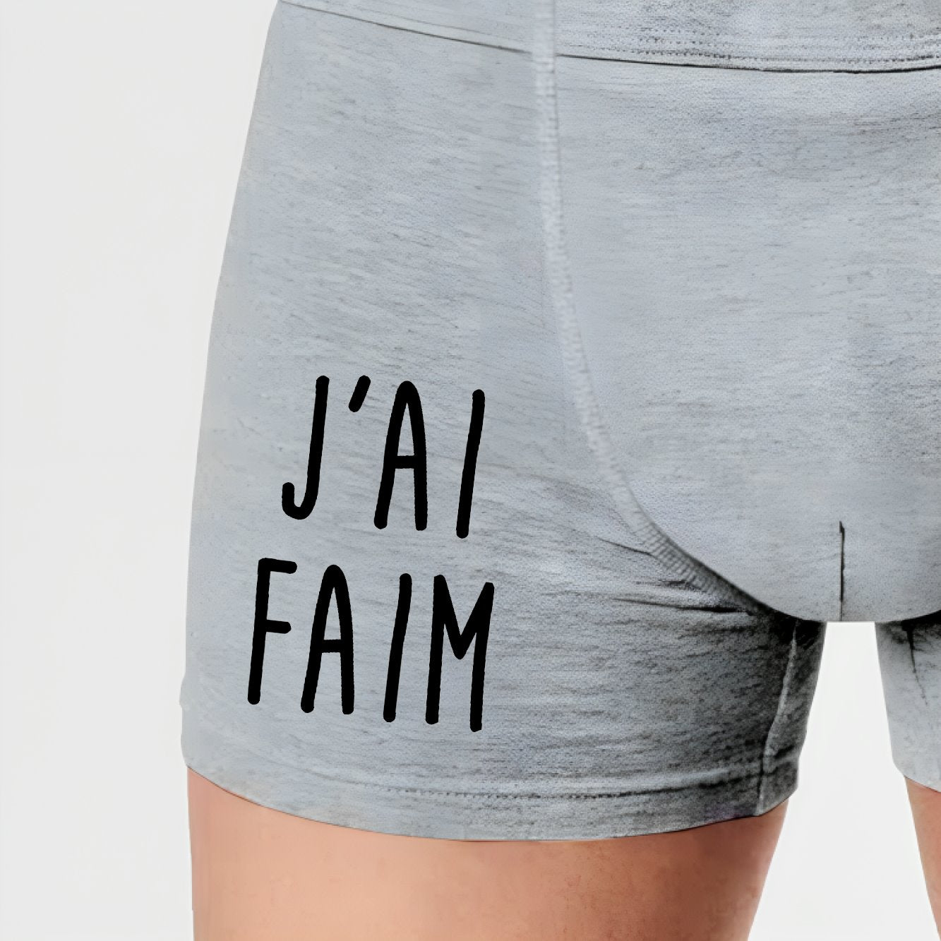 Boxer Homme J'ai faim Gris