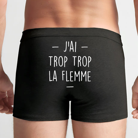 Boxer Homme J'ai trop trop la flemme Noir