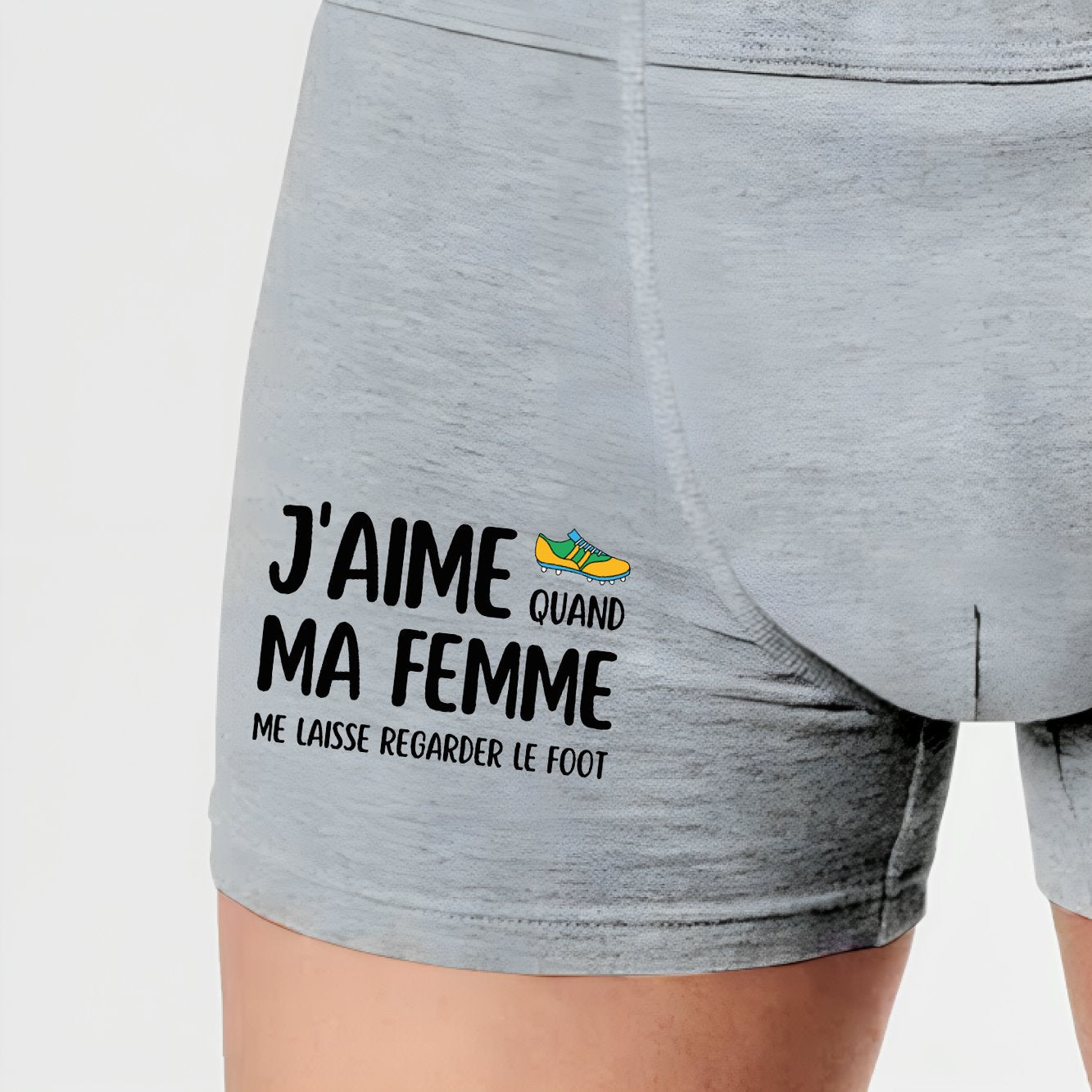 Boxer Homme J'aime quand ma femme me laisse regarder le foot Gris