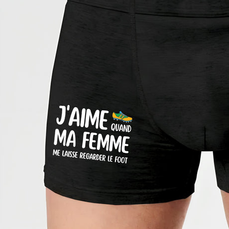 Boxer Homme J'aime quand ma femme me laisse regarder le foot Noir