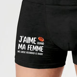 Boxer Homme J'aime quand ma femme me laisse regarder le rugby Noir