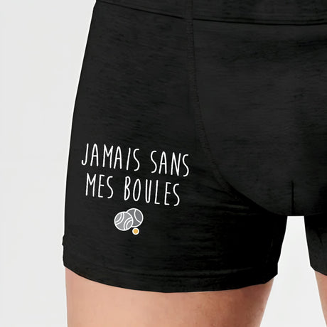 Boxer Homme Jamais sans mes boules Noir