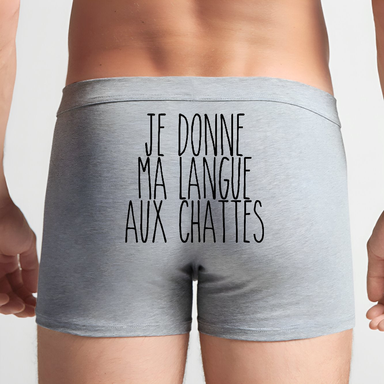 Boxer Homme Je donne ma langue aux chattes Gris