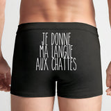 Boxer Homme Je donne ma langue aux chattes Noir