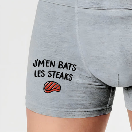 Boxer Homme J'm'en bats les steaks Gris