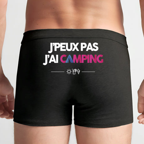 Boxer Homme J'peux pas j'ai camping Noir