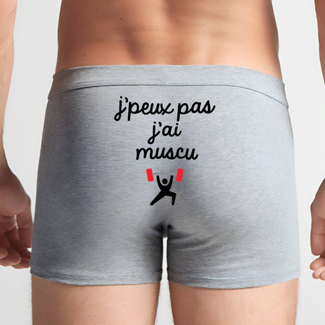 Boxer Homme J'peux pas j'ai muscu Gris