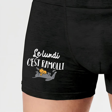 Boxer Homme Le lundi c'est ramolli Noir