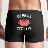 Boxer Homme Les moules c'est la vie Noir