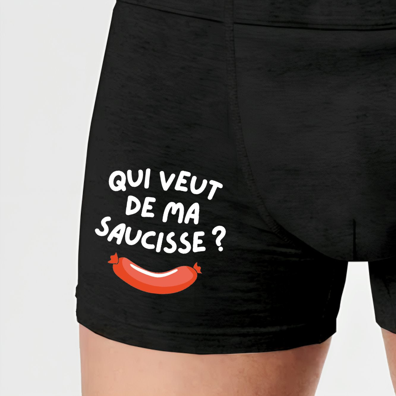 Boxer Homme Qui veut de ma saucisse Noir