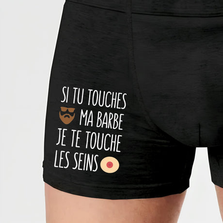 Boxer Homme Si tu touches ma barbe je te touche les seins Noir