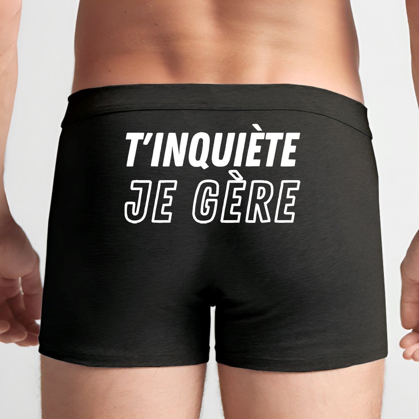 Boxer Homme T'inquiète je gère Noir