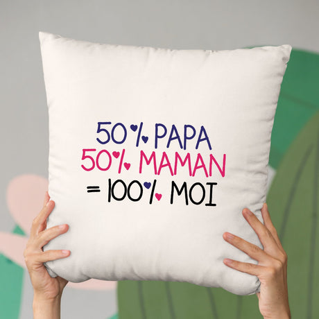 Coussin 50% maman 50% papa Beige