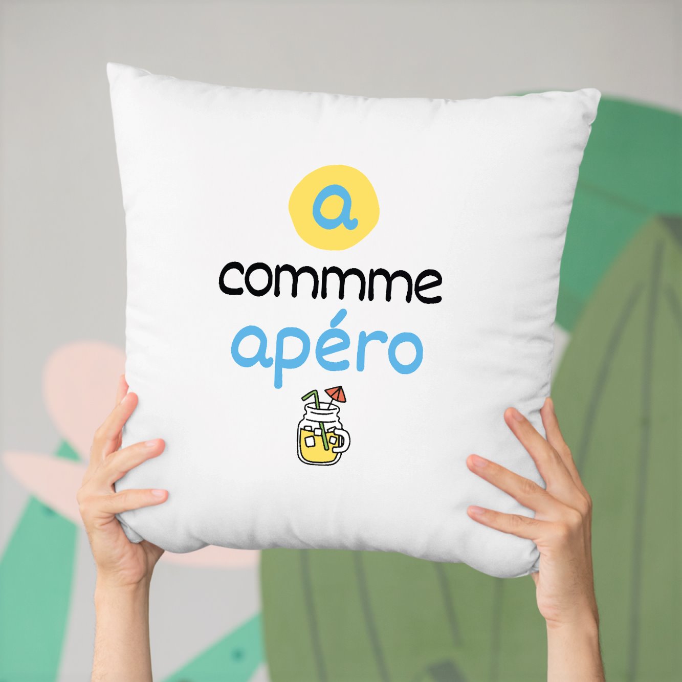 Coussin A comme apéro Blanc