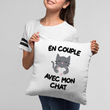 Coussin En couple avec mon chat Blanc