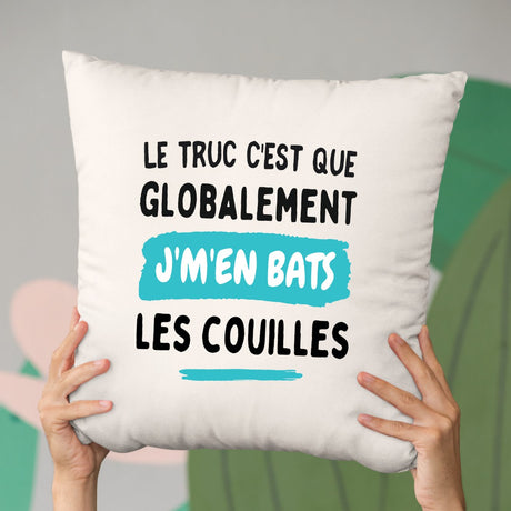 Coussin Globalement j'm'en bats les couilles Beige