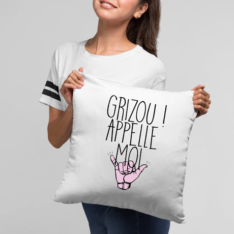 Coussin Grizou appelle moi Blanc