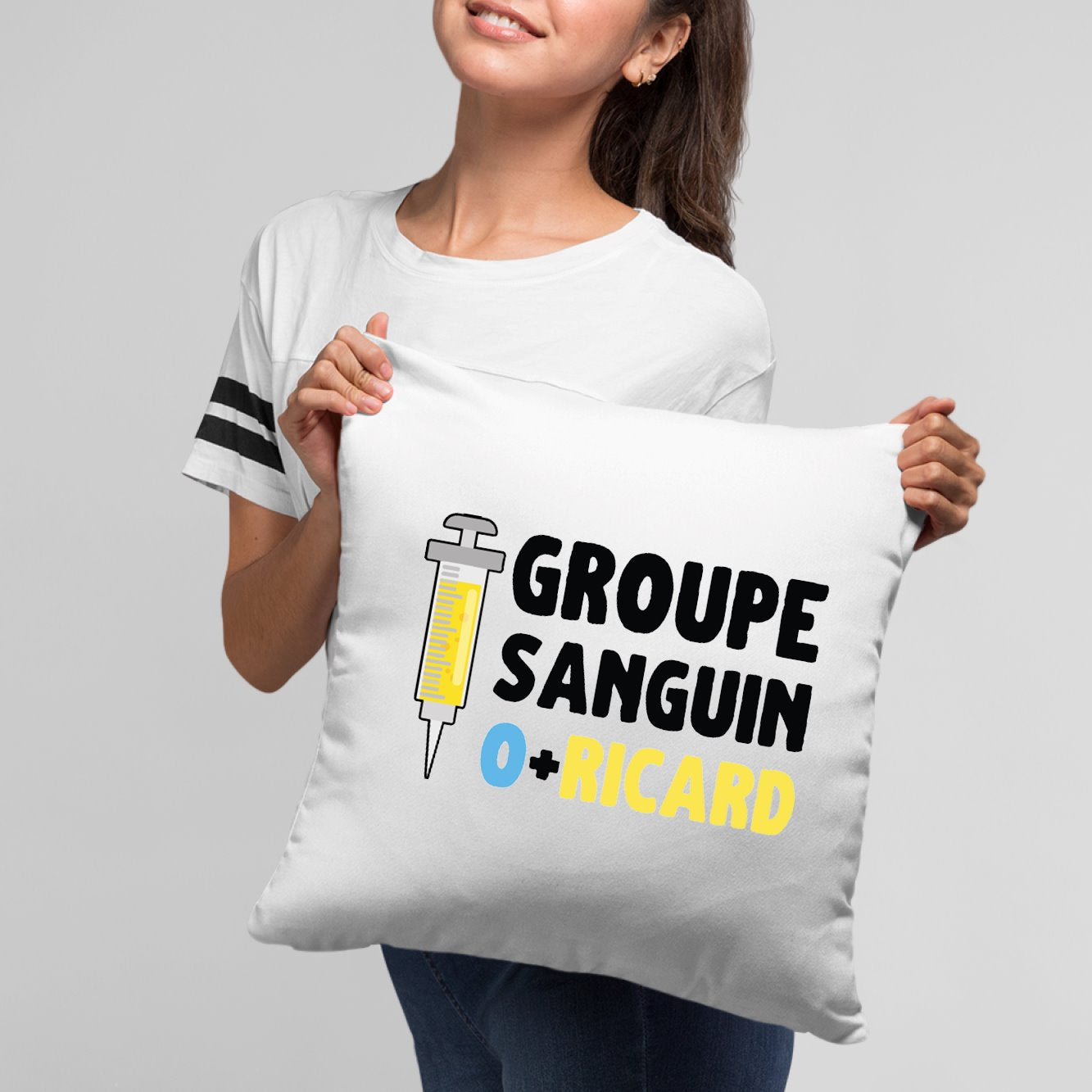 Coussin Groupe sanguin O + Ricard Blanc