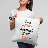 Coussin Il est roux l'bonheur Blanc