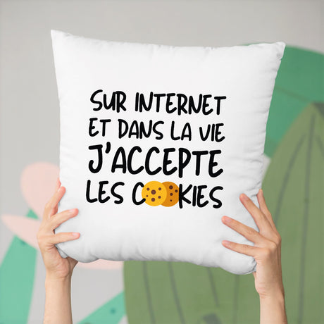 Coussin J'accepte les cookies Blanc