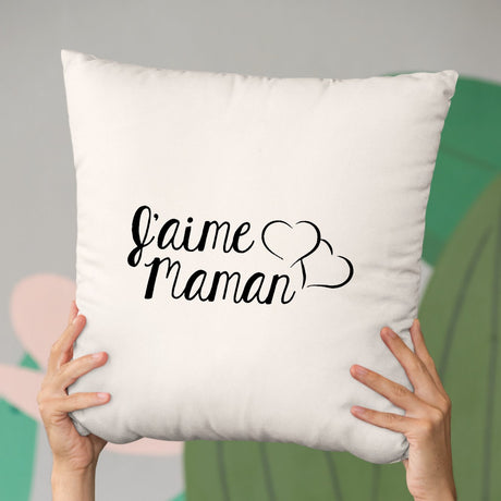 Coussin J'aime maman Beige