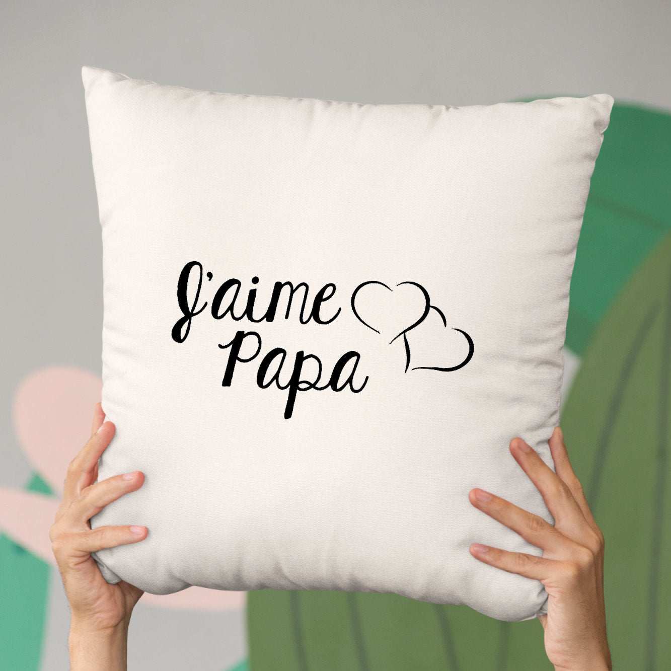 Coussin J'aime papa Beige