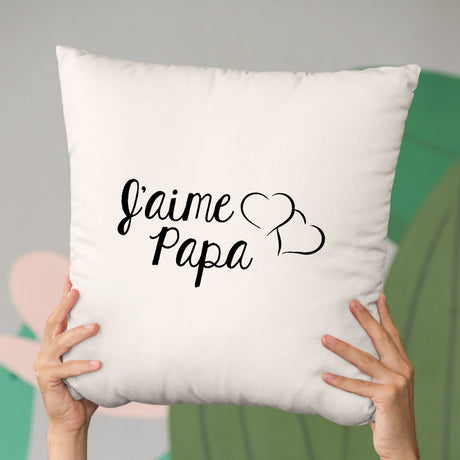 Coussin J'aime papa Beige