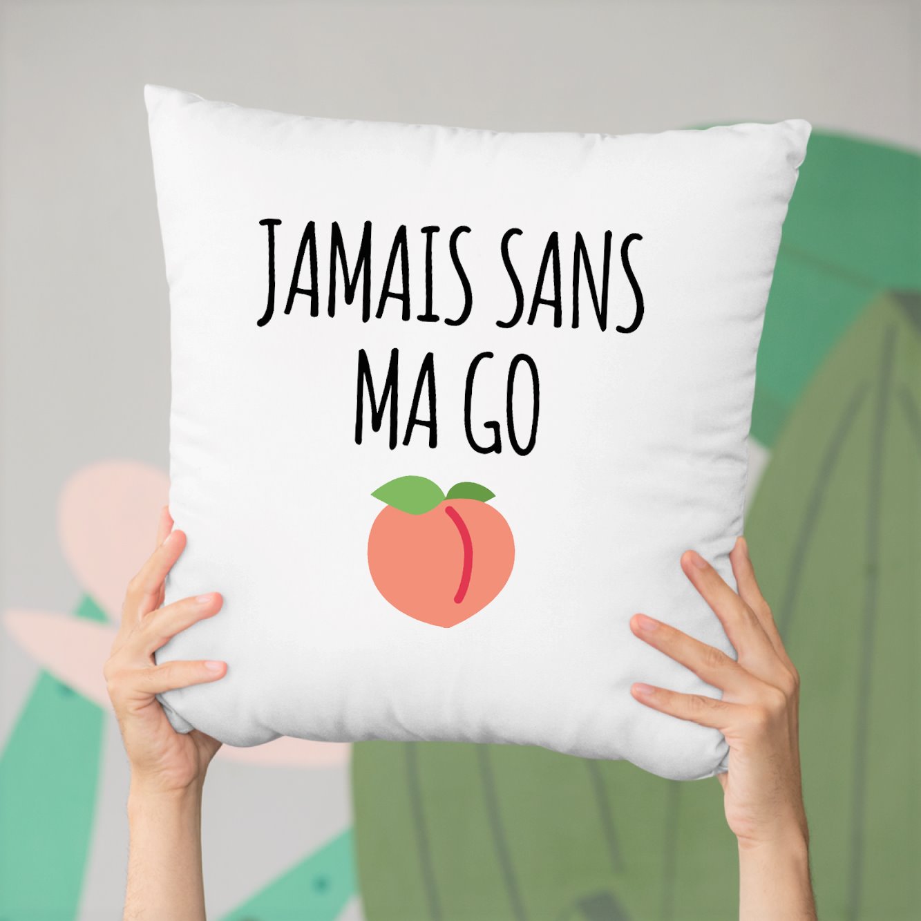 Coussin Jamais sans ma go Blanc