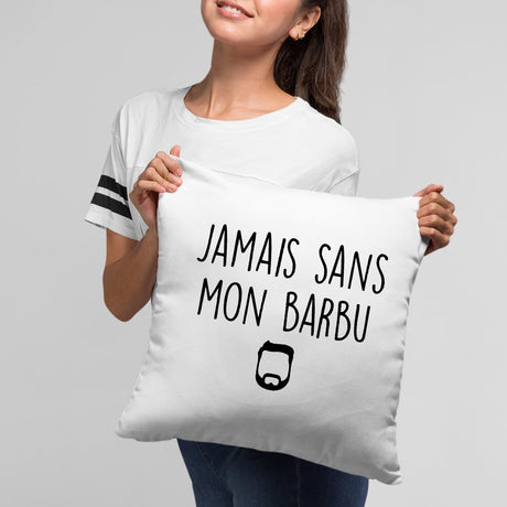 Coussin Jamais sans mon barbu Blanc