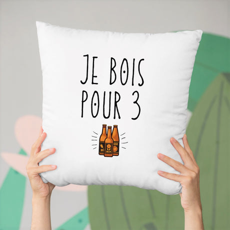 Coussin Je bois pour 3 Blanc