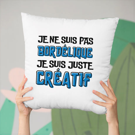 Coussin Je ne suis pas bordélique je suis créatif Blanc