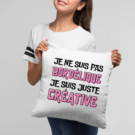 Coussin Je ne suis pas bordélique je suis créative Blanc