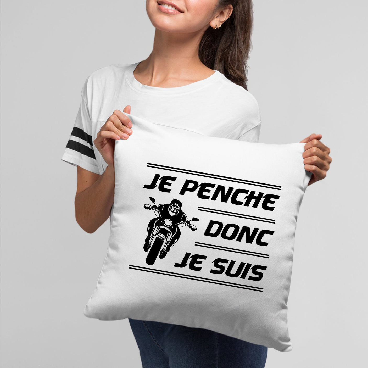 Coussin Je penche donc je suis Blanc