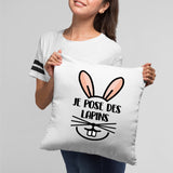 Coussin Je pose des lapins Blanc