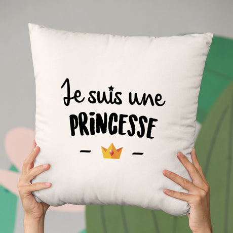 Coussin Je suis une princesse Beige