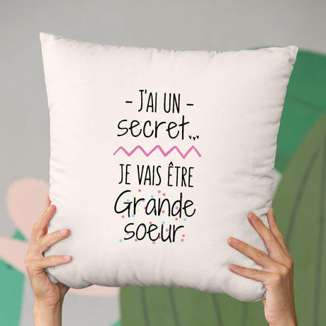 Coussin Je vais être grande soeur Beige