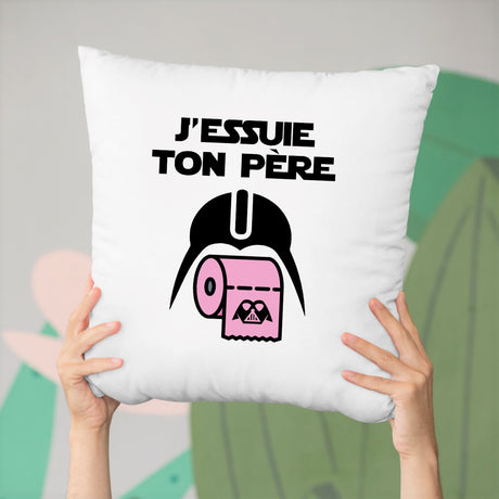 Coussin J'essuie ton père Blanc