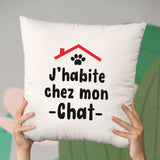 Coussin J'habite chez mon chat Beige