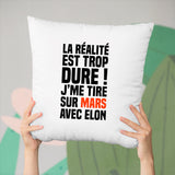 Coussin J'me tire sur Mars avec Elon Blanc