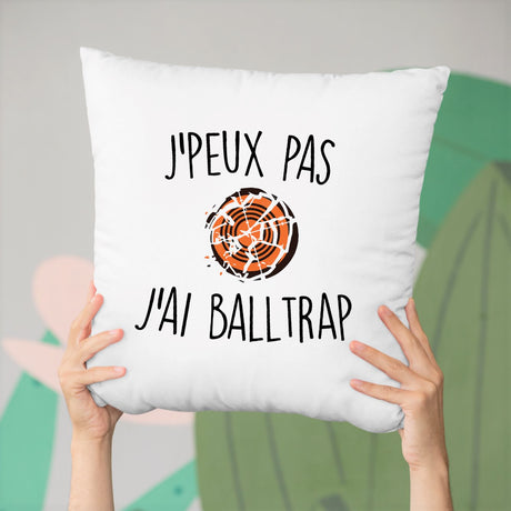 Coussin J'peux pas j'ai ball-trap Blanc